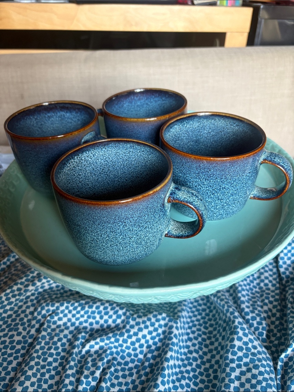 IKEA GLADELIG Blue Stoneware Mugs Set of 4 New Without Tags NWOT 13oz